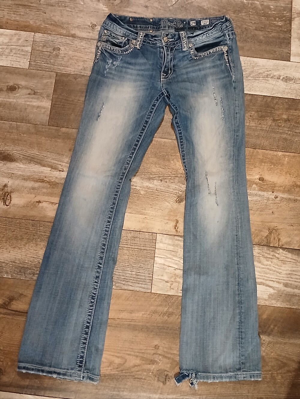 Miss Me Light Blue Bootcut Jeans with Fading